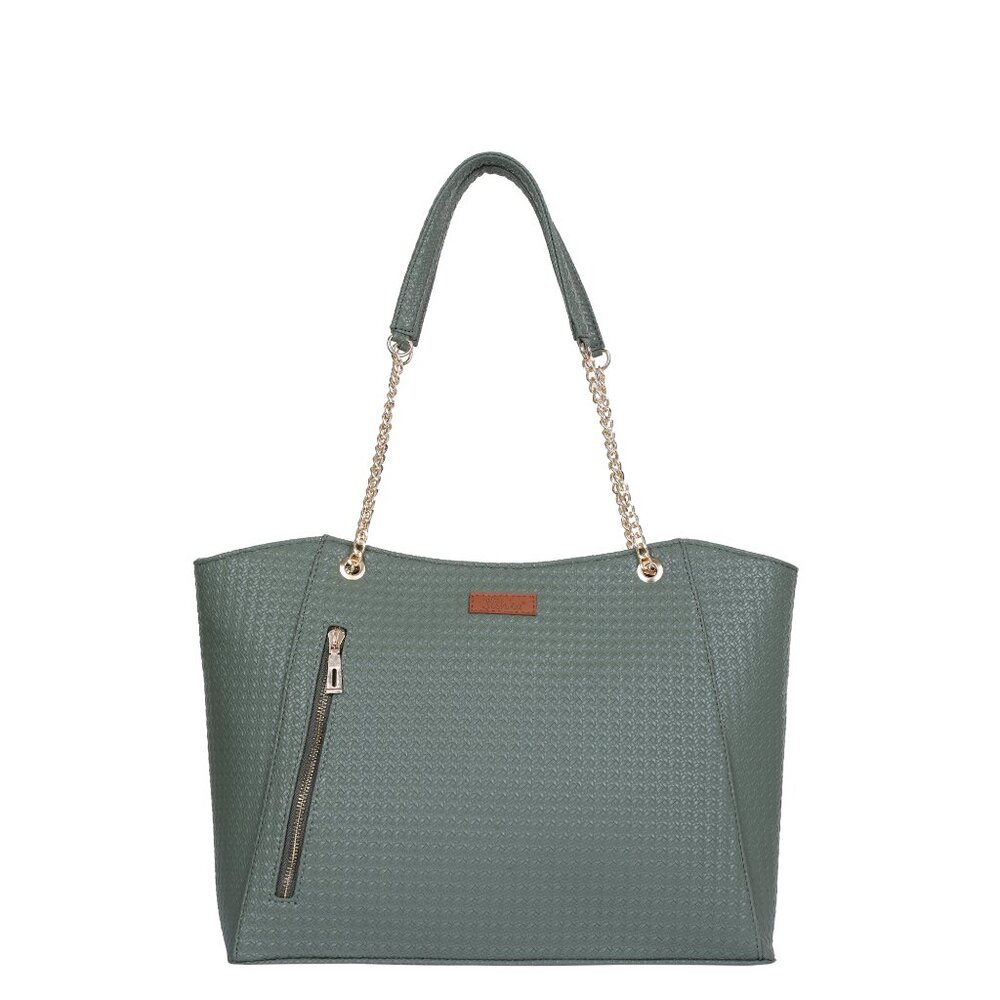 Green Vegan Leather Satchel Bag for Women– Sling Shoulder Tote Bag